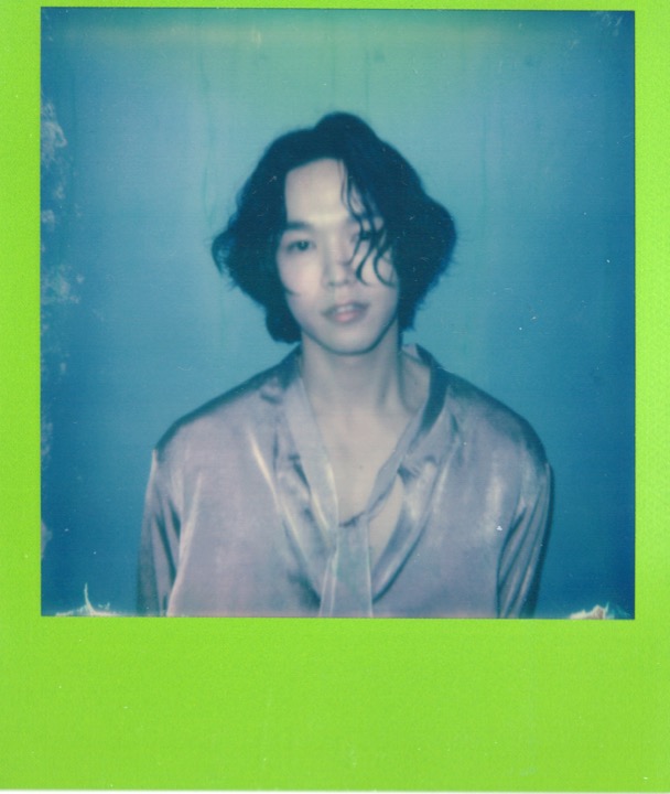 Portrait with a neon-green border